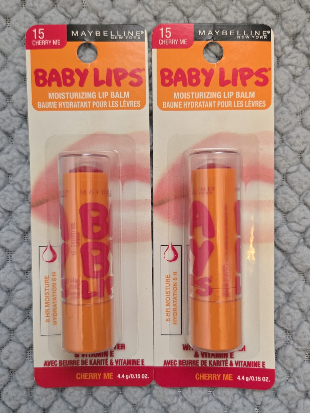 New Maybelline Baby Lips Moisturizing Lip Balm - Cherry Me (2ct) - Orange & Pink